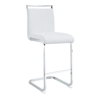 Barhocker 2er Set Silber Weiß – Freischwinger Tresenstühle aus Kunstleder & Metall