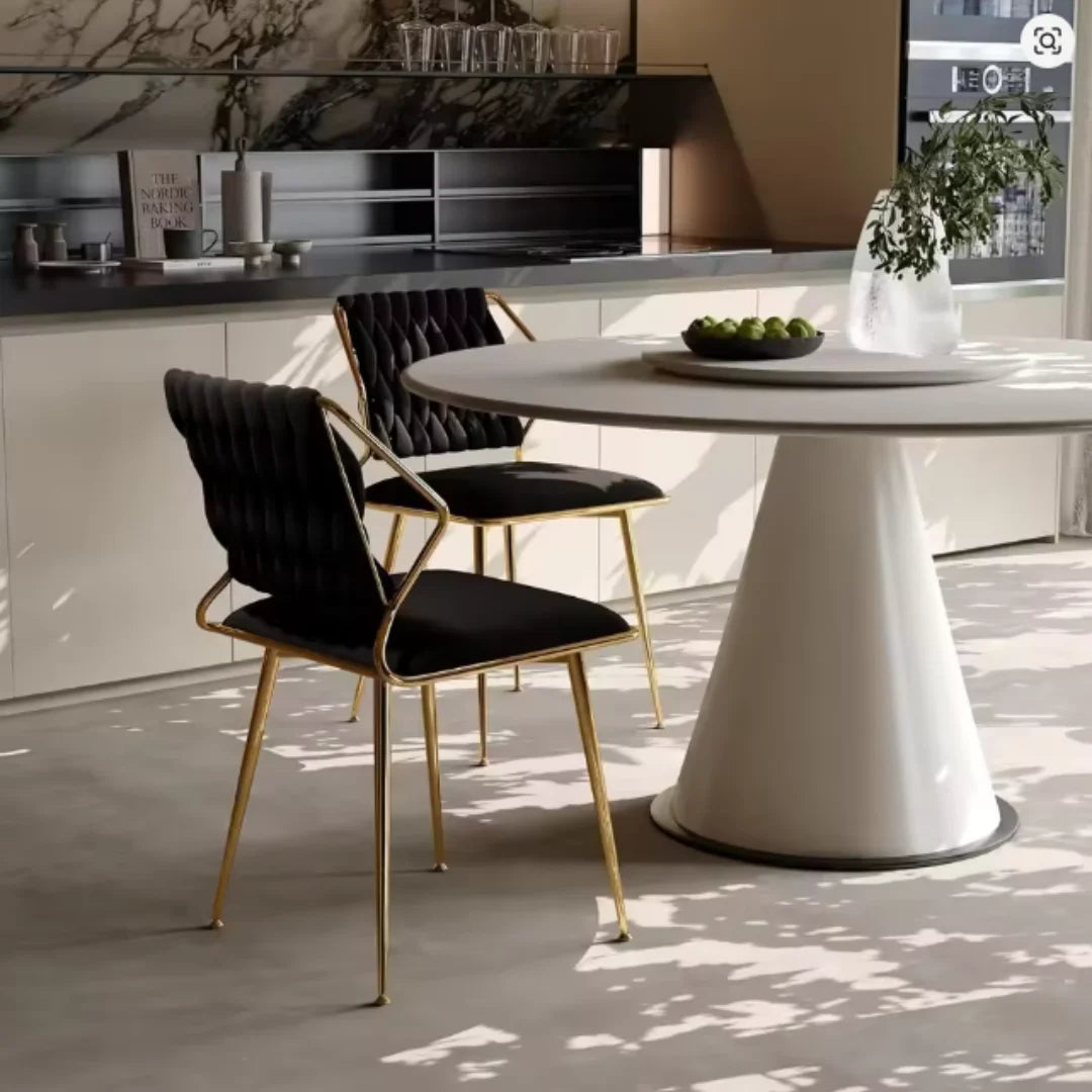 Esszimmerstuhl 2er Set Samt – Moderner Polsterstuhl mit Gold-Metallgestell & Ergonomischer Sitzschale
