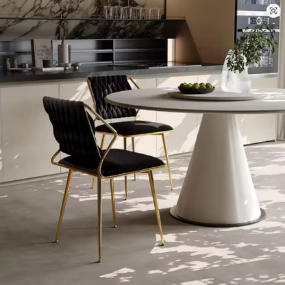 Esszimmerstuhl 2er Set Samt – Moderner Polsterstuhl mit Gold-Metallgestell & Ergonomischer Sitzschale