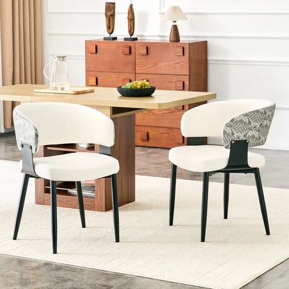 Retro Mid-Century Esszimmerstühle 2er Set Kunstleder – Polstersessel mit Armlehnen Metall