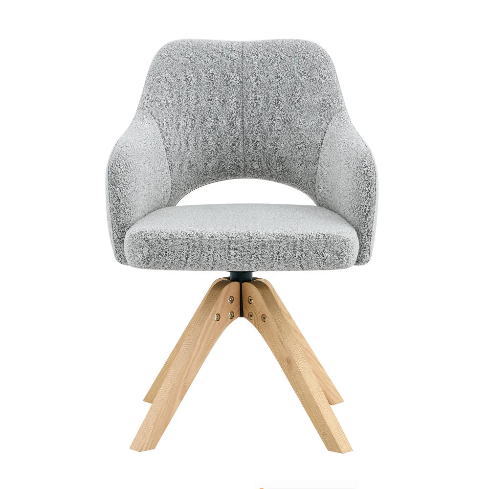 Drehbare Esszimmerstühle 2er Set Beige – Polsterstühle mit Massivholzbeinen & 360° Funktion