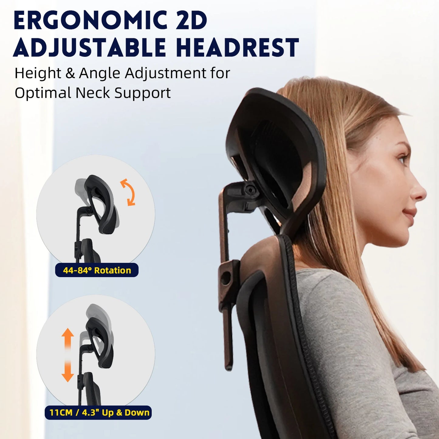 Buerostuhl Ergonomisch Schwarz – Netz Drehstuhl mit Verstellbarer Lendenstuetze & Kopfstuetze bis 150kg