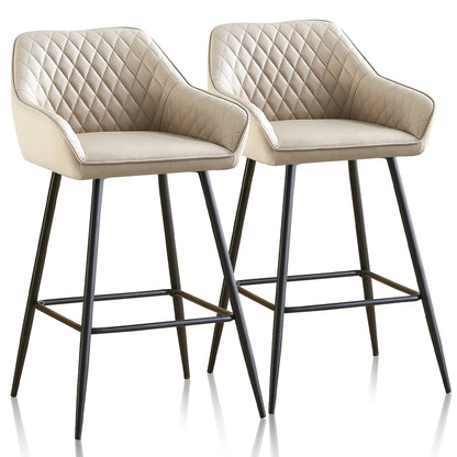 Barhocker 2er Set Kunstleder Schwarz – Moderne Tresenstühle mit Rückenlehne & Fußstütze