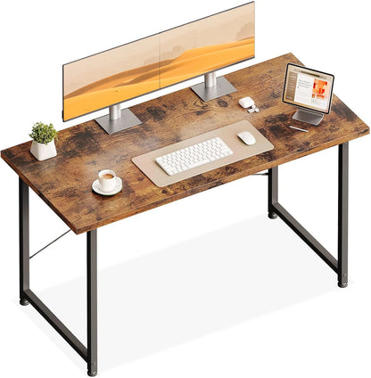 Schreibtisch im Industriestil 120 cm – Stabiler Computertisch mit X-Strebe Braun