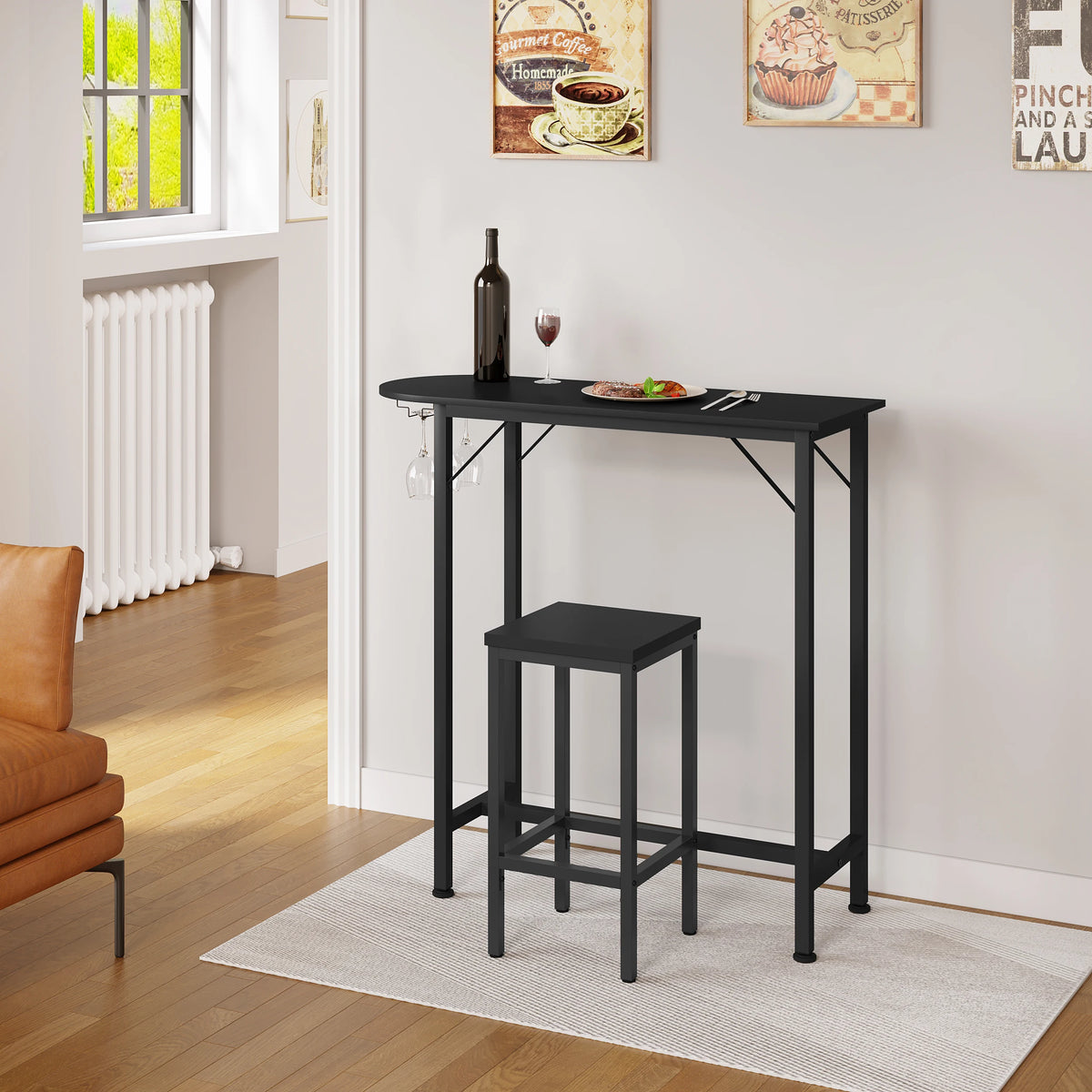 Barhocker 2er Set Industrie-Design 65cm – Kompakter Tresenstuhl aus Metall & Holz bis 120kg