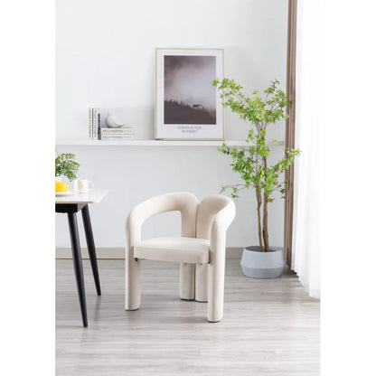 Esszimmerstuhl 2er Set Beige – Modernes Samt Polsterstuhl Set in Sesselform mit Massivholzgestell