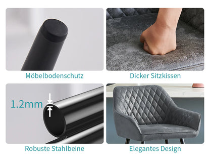 Barhocker 2er Set Kunstleder Schwarz – Moderne Tresenstühle mit Rückenlehne & Fußstütze