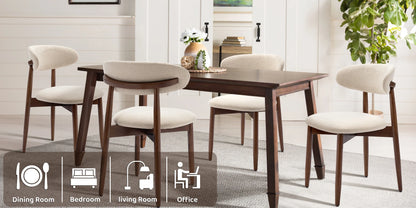 Polsterstühle 2er Set Holz Beige – Moderne Esszimmerstühle mit Stoffbezug & Ergo-Rückenlehne