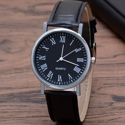 Herren Armbanduhr Schwarz Lederarmband – Minimalistische Analog Quarz Uhr