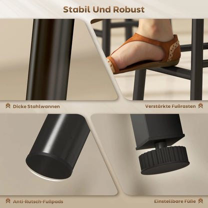 Bartisch Set 3-teilig mit Weinregal Graue Holzoptik – Stehtisch mit 2 Barhockern für kleine Räume