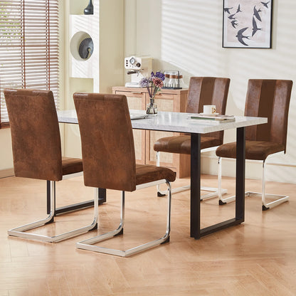 Esszimmerstuhl 4er Set Schwarz – Modernes Freischwinger Set aus PU Kunstleder mit Z-Form Metallgestell bis 120kg