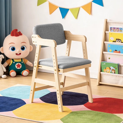 Kinderstuhl Höhenverstellbar aus Kiefernholz – Ergonomischer Mitwachsender Holzstuhl bis 90kg