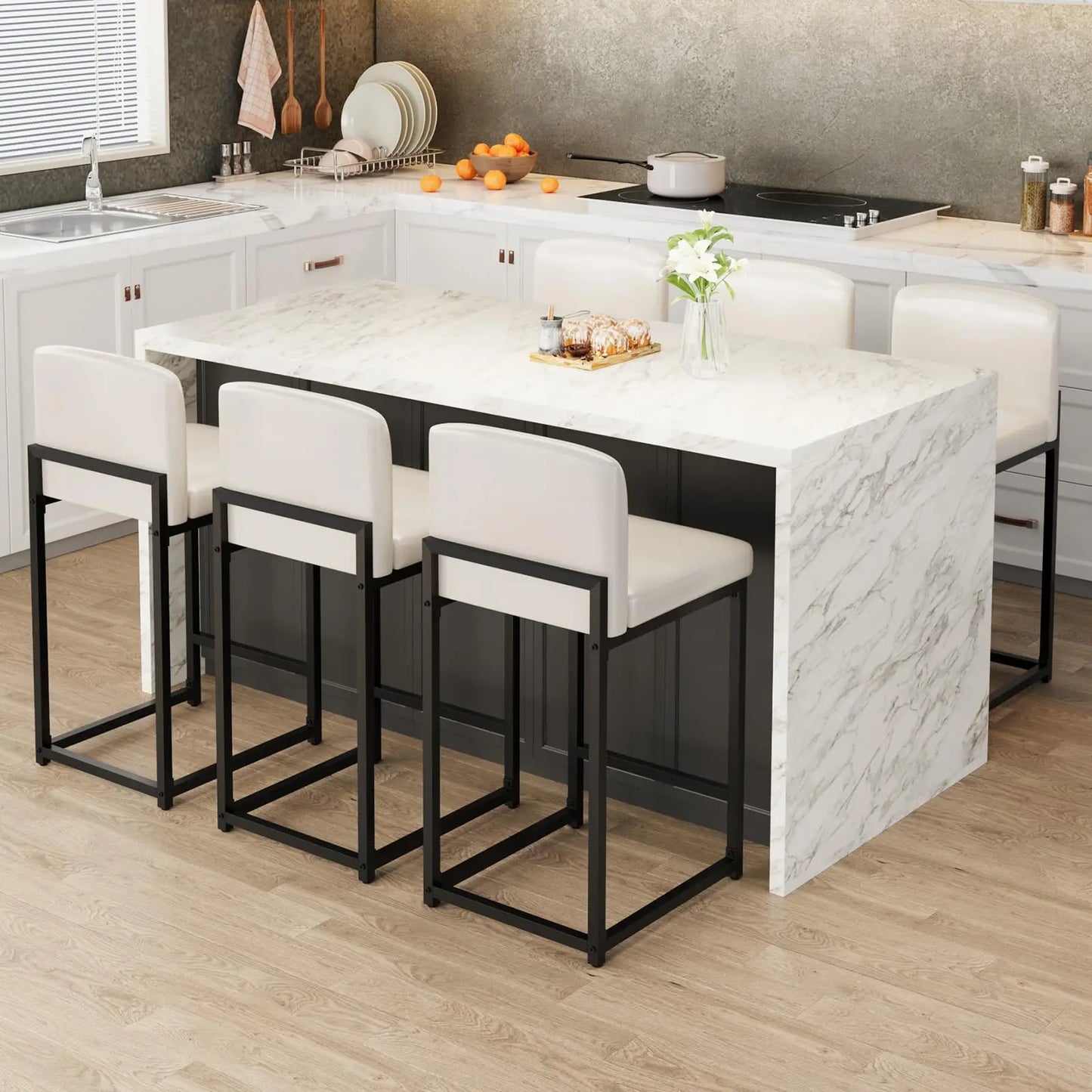 Barhocker 2er Set Kunstleder – Ergonomischer Stuhlsatz mit Polsterung & Metallrahmen