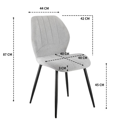 Esszimmerstuhl Set Grau – Modernes Polsterstuhl Set aus Stoff mit Ergonomischer Sitzschale & Metallbeinen