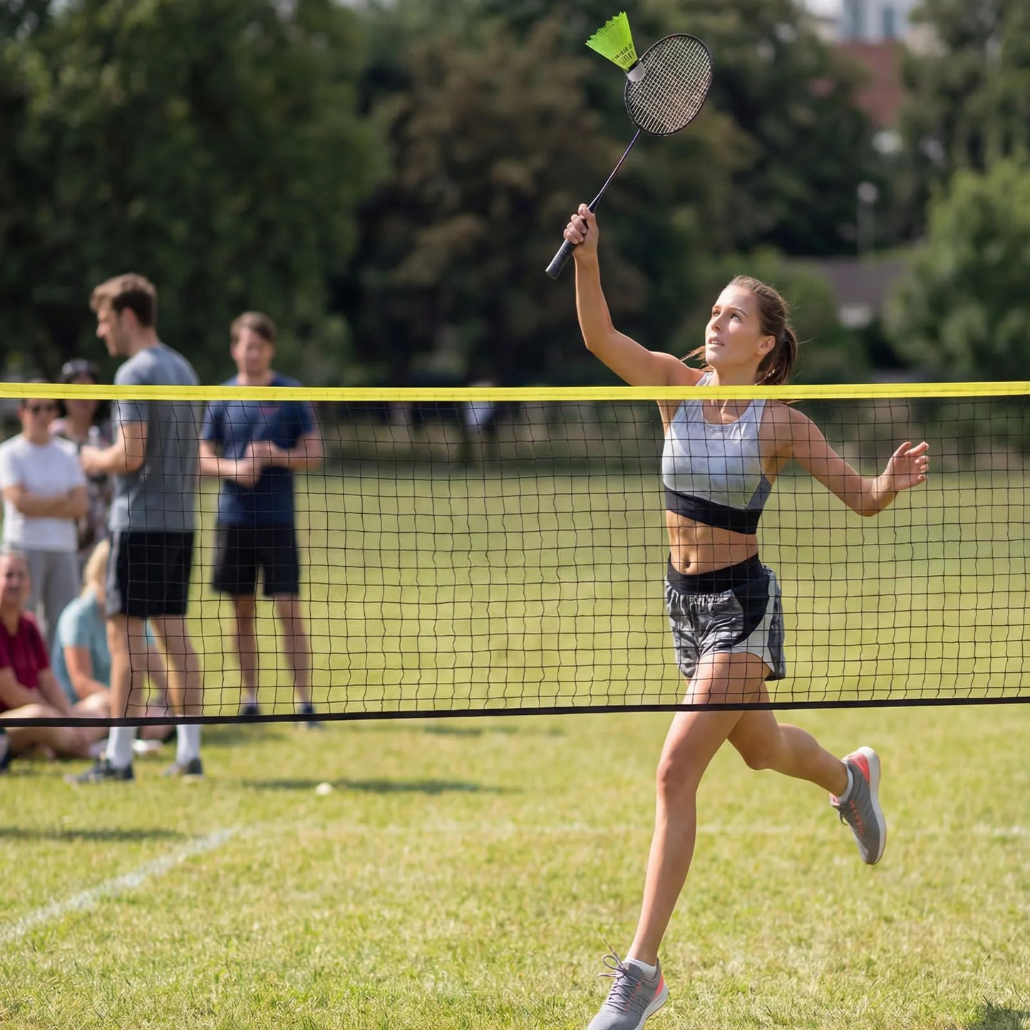 Badminton Set mit Netz 5 Meter – Höhenverstellbares Pickleball Set mit Schlägern Bällen & Tasche