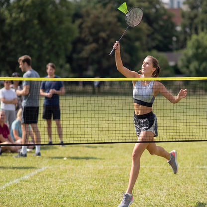 Badminton Set mit Netz 5 Meter – Höhenverstellbares Pickleball Set mit Schlägern Bällen & Tasche