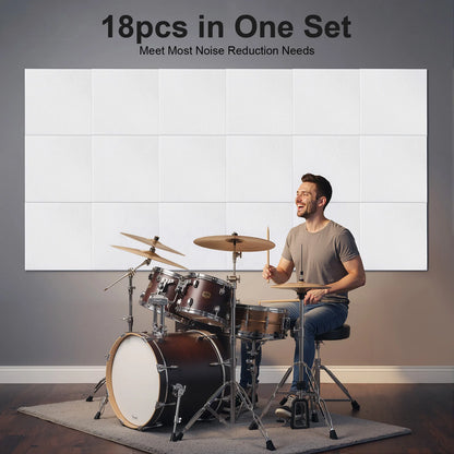 Akustikpaneele Weiß 18er Set 30x30cm – Quadratische Wandverkleidung aus Polyester zur Schalldämmung