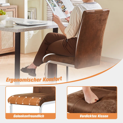Esszimmerstuhl 4er Set Schwarz – Modernes Freischwinger Set aus PU Kunstleder mit Z-Form Metallgestell bis 120kg