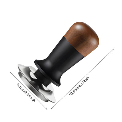 Walnuss Holz Tamper 51mm – Kalibrierter Espresso Kaffeestampfer aus Edelstahl mit Wellenprofil