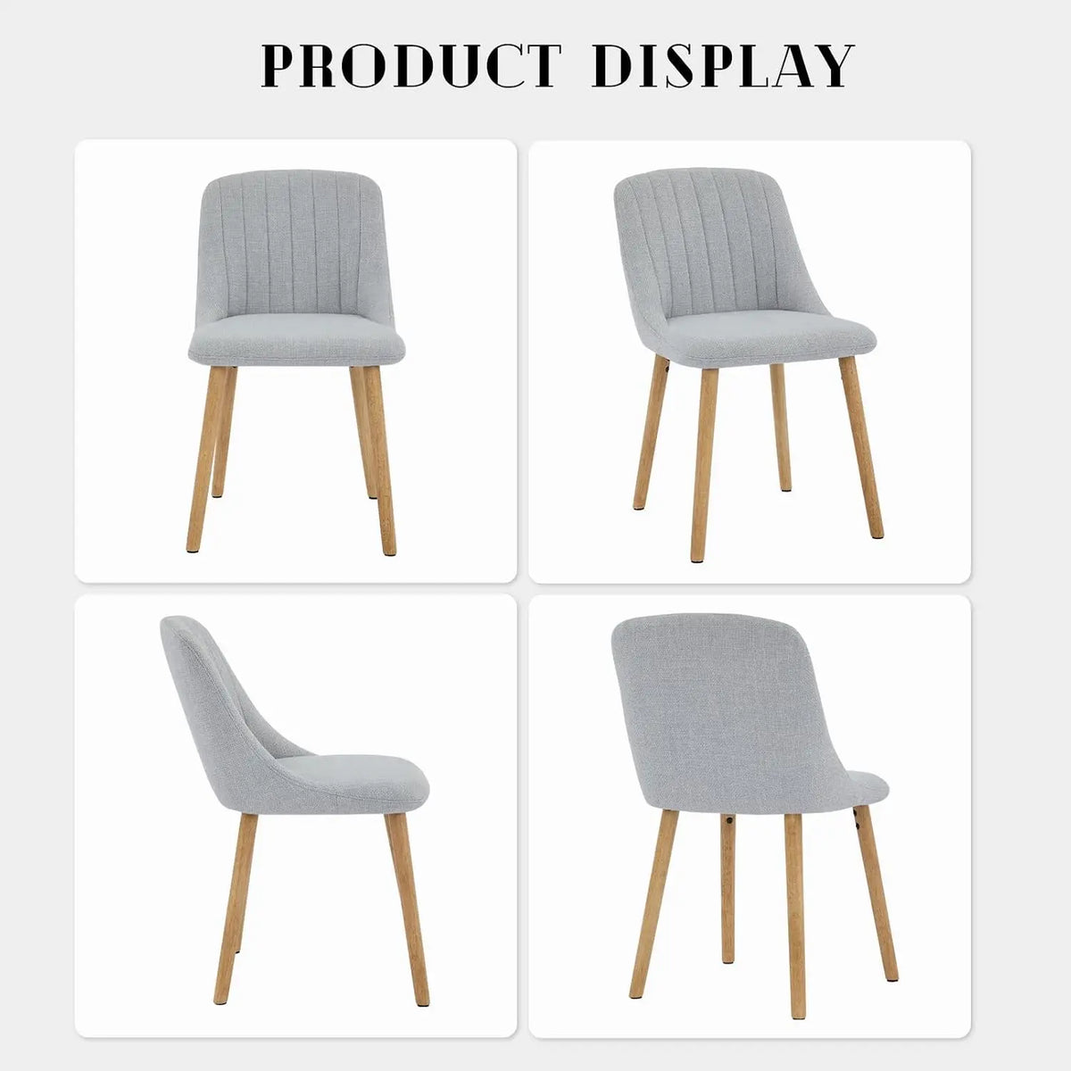 Polsterstühle 4er Set Beige Leinen-Optik – Moderne Esszimmerstühle mit Massivholzbeinen