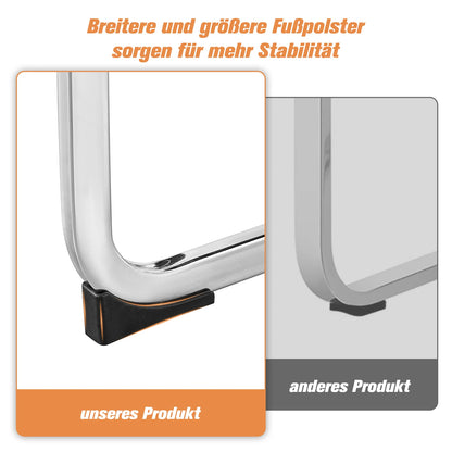 Esszimmerstuhl 4er Set Schwarz – Modernes Freischwinger Set aus PU Kunstleder mit Z-Form Metallgestell bis 120kg