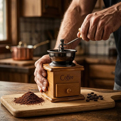 Manuelle Kaffeemühle im Vintage-Design – Klassische Handmühle mit Keramik-Mahlwerk