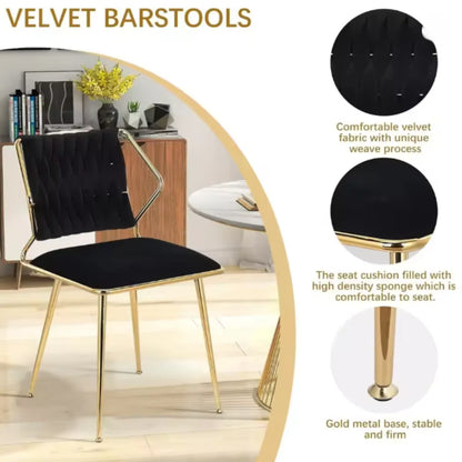 Esszimmerstuhl 2er Set Samt – Moderner Polsterstuhl mit Gold-Metallgestell & Ergonomischer Sitzschale