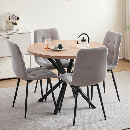 Polsterstühle Cord 2er Set Grau – Moderne Esszimmerstühle mit Metallbeinen für Küche & Wohnzimmer