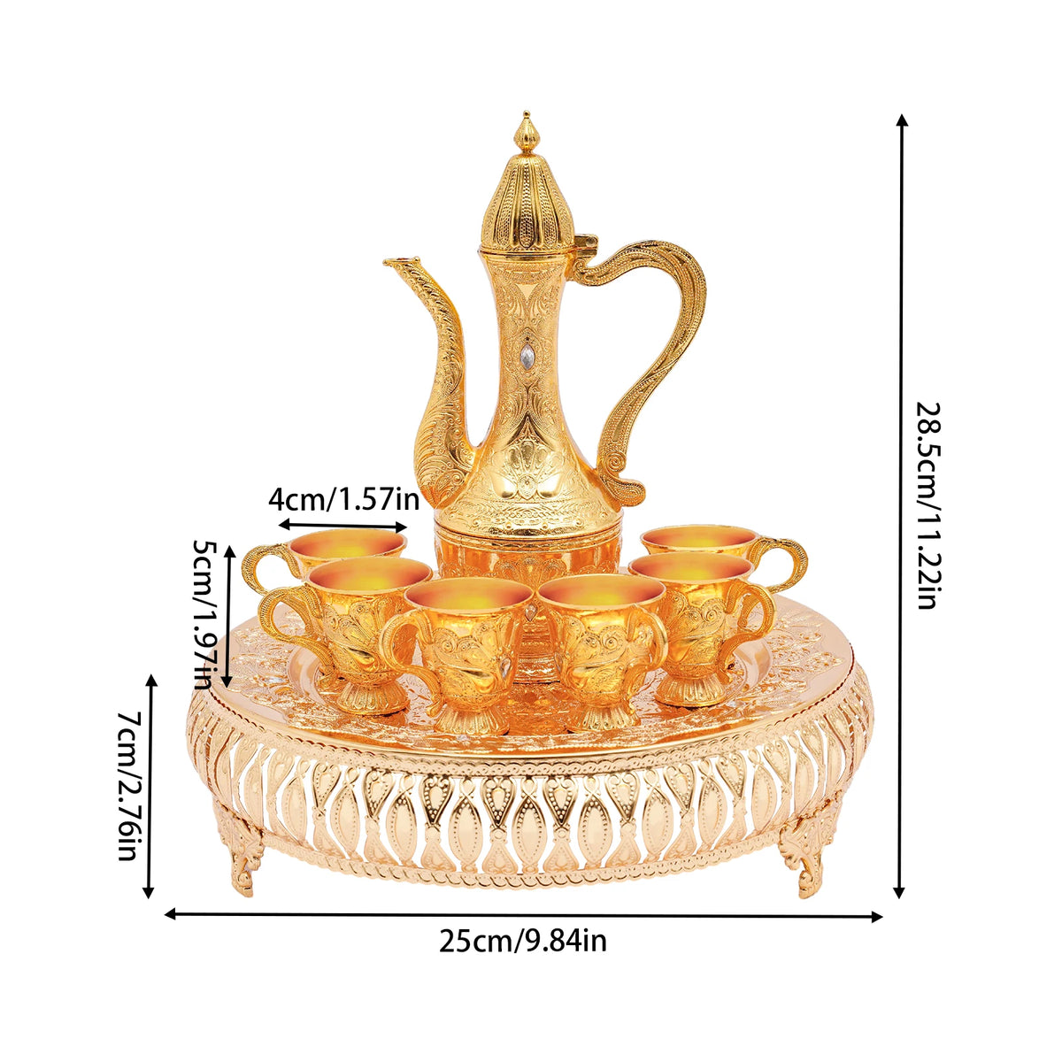 Königliches Vintage Tee-Set Silber 8-teilig – Elegantes Teeservice mit Serviertablett