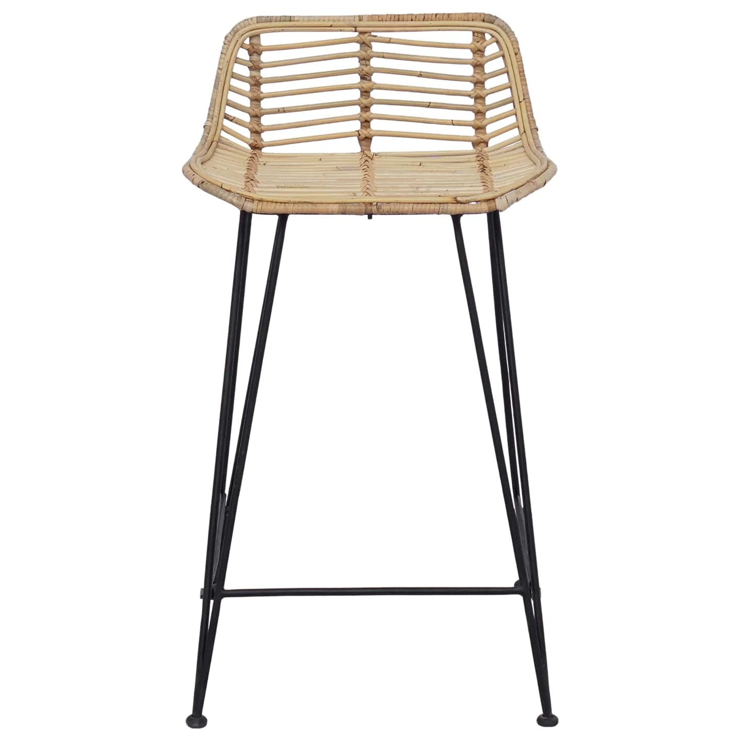 Design Barhocker 2er Set Wiener Geflecht – Moderne Rattan Tresenstühle mit Stahlgestell