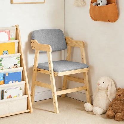 Kinderstuhl Höhenverstellbar aus Kiefernholz – Ergonomischer Mitwachsender Holzstuhl bis 90kg