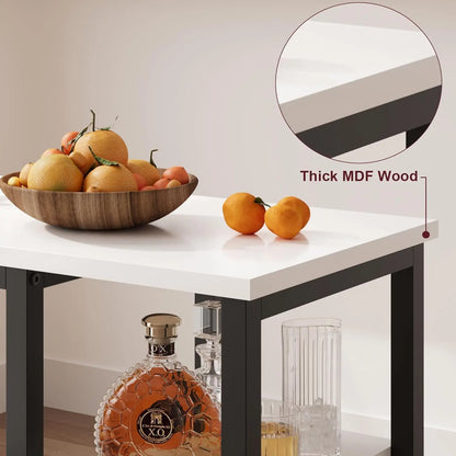 Bartisch Set 3-teilig mit 2 Barhockern – Modernes Stehtisch Set mit Regalfächern für Küche & Esstisch