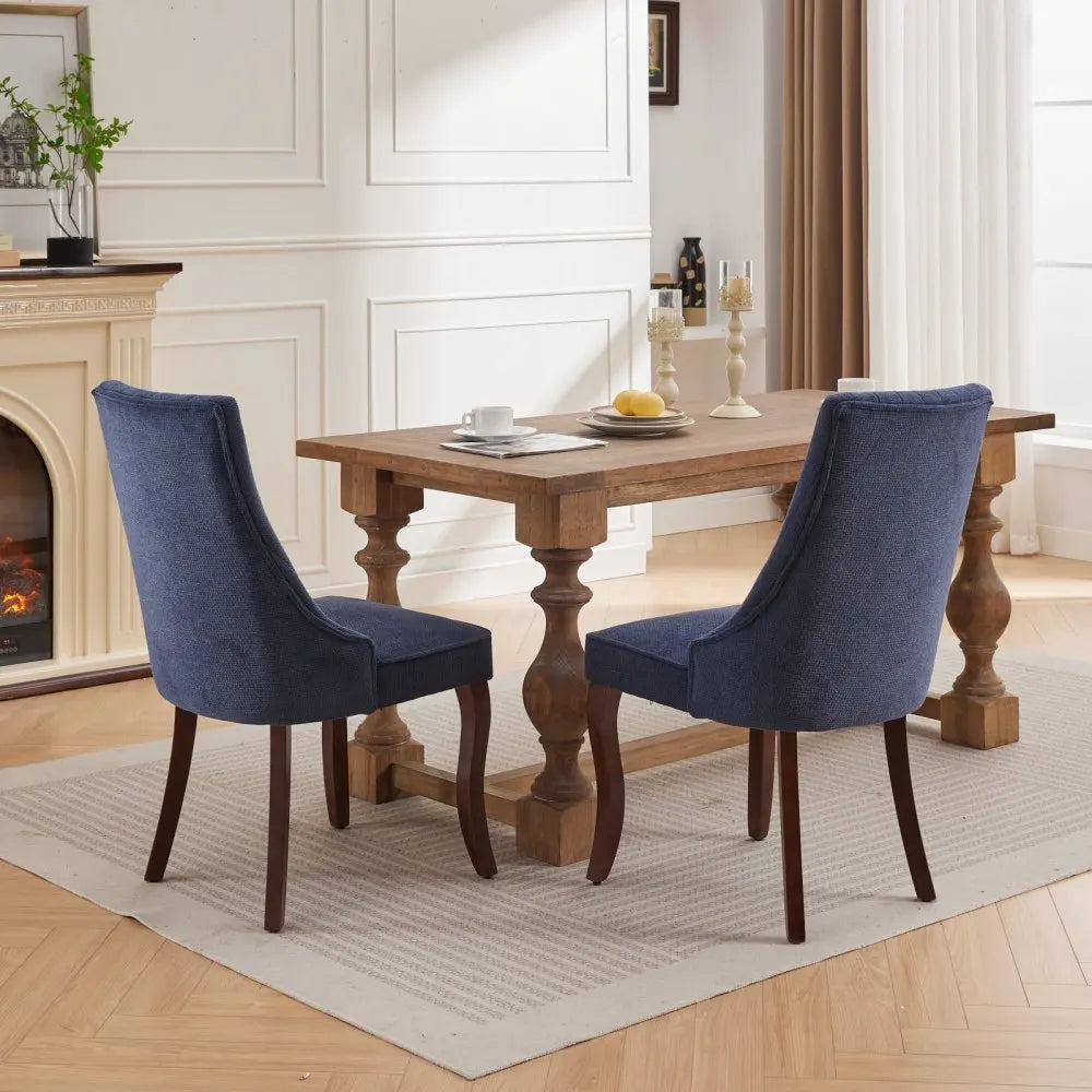 Esszimmerstuhl 2er Set Beige – Modernes Polsterstuhl Set aus Samt mit Nietenverzierung, Knopfung & Holzbeinen bis 127kg