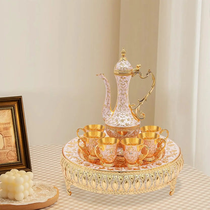 Orientales Tee-Set Vintage Gold & Blau 8-teilig – Edles Teeservice mit Serviertablett