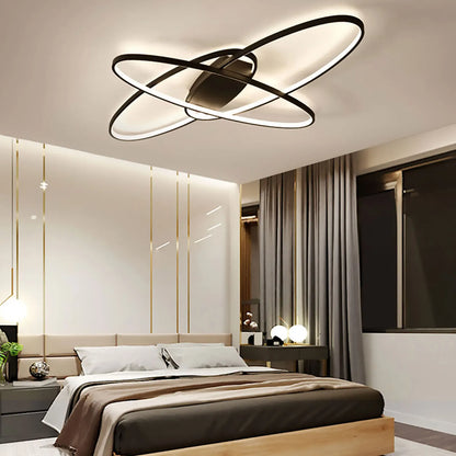 LED Deckenleuchte Schwarz Dimmbar 95 cm – Moderne Designer Lampe mit Fernbedienung