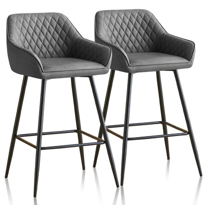 Barhocker 2er Set Kunstleder Schwarz – Moderne Tresenstühle mit Rückenlehne & Fußstütze