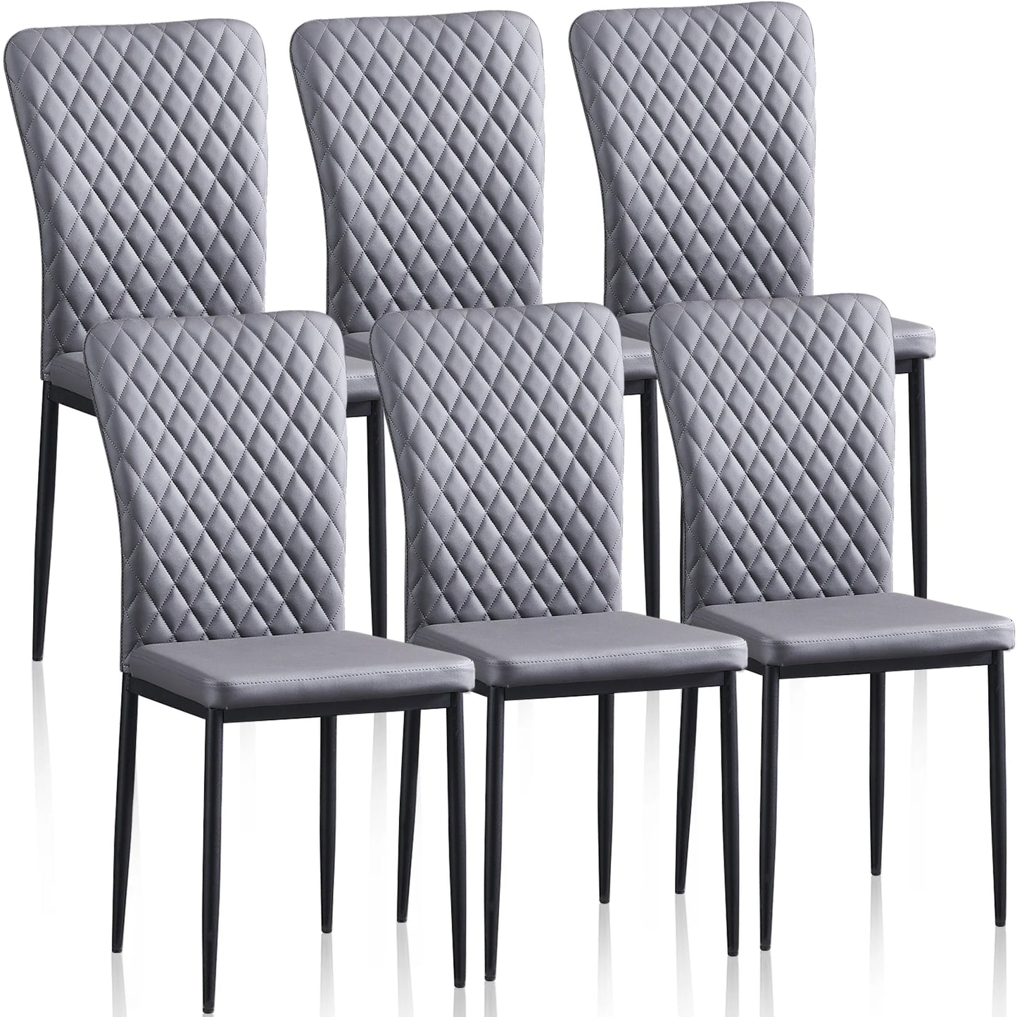 Esszimmerstuhl 6er Set Schwarz – Modernes Freischwinger Set aus PU Kunstleder mit Armlehnen & Metallgestell