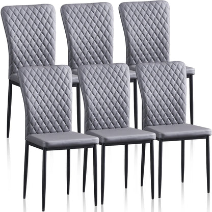 Esszimmerstuhl 6er Set Schwarz – Modernes Freischwinger Set aus PU Kunstleder mit Armlehnen & Metallgestell