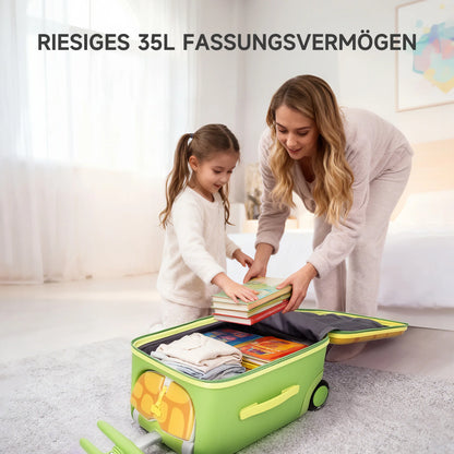 Kinderkoffer zum Draufsitzen 3 in 1 mit Buggy Funktion – Rollkoffer Kinder 38L Handgepaeck