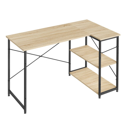 L-förmiger Eckschreibtisch 120 cm Holzoptik – Platzsparender Computertisch mit Regalen