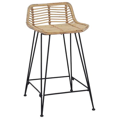 Design Barhocker 2er Set Wiener Geflecht – Moderne Rattan Tresenstühle mit Stahlgestell