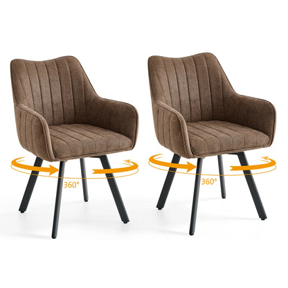 Drehbare Esszimmerstühle 2er Set Leinen – Moderne Polsterstühle mit Metalldesign & Ergo-Rückenlehne