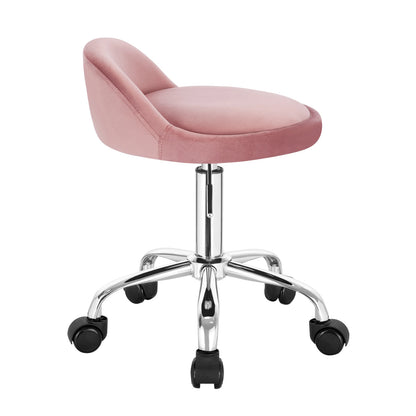 Höhenverstellbarer Rollhocker Samt Dunkelgrau – Ergonomischer Arbeitshocker mit Rückenlehne