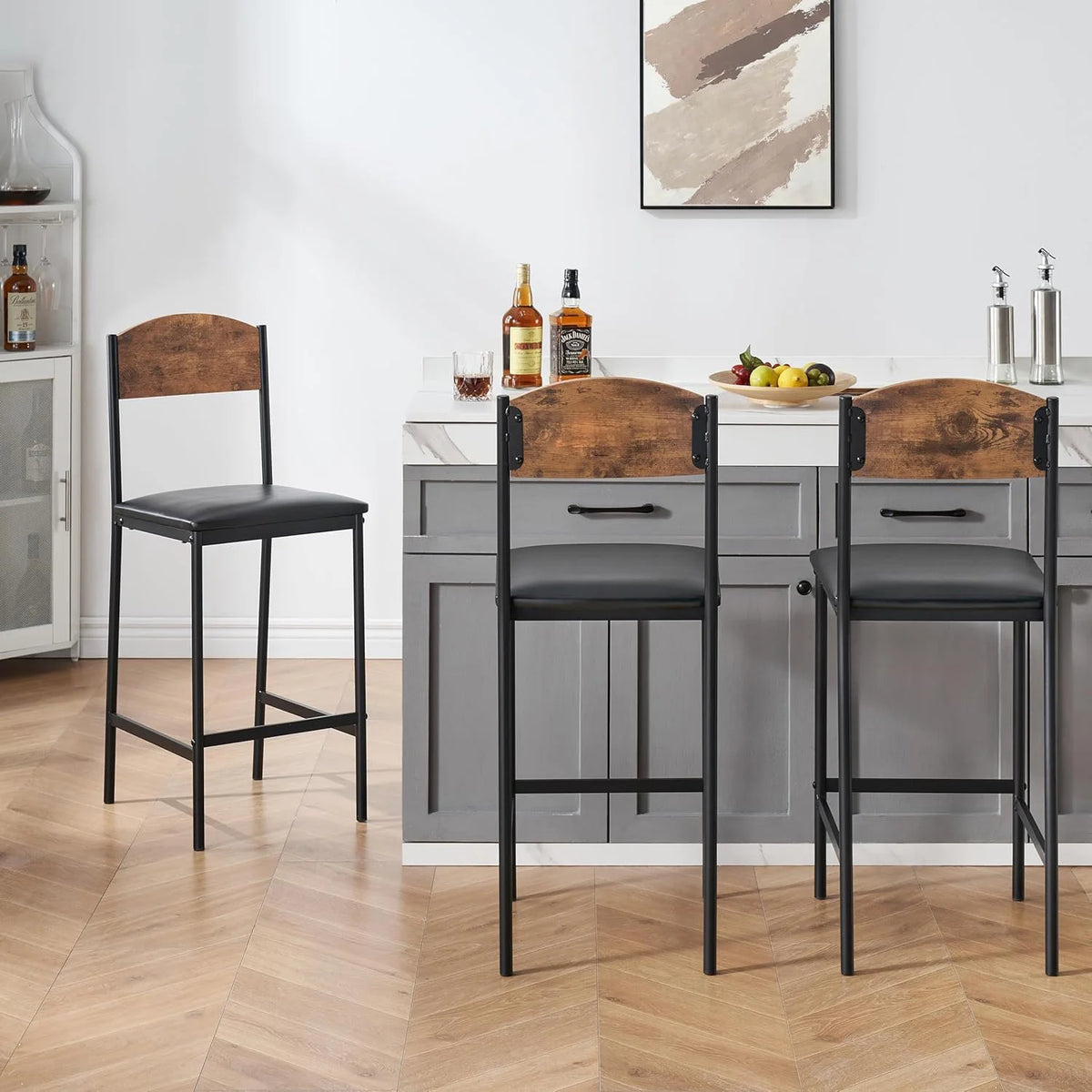 Bartisch Set mit Stühlen 3-teilig – Kompakte Esstisch Kombination mit Regalfächern