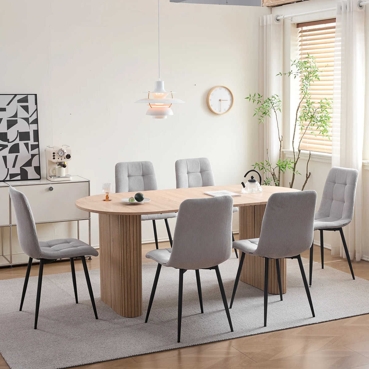 Polsterstühle Cord 2er Set Grau – Moderne Esszimmerstühle mit Metallbeinen für Küche & Wohnzimmer