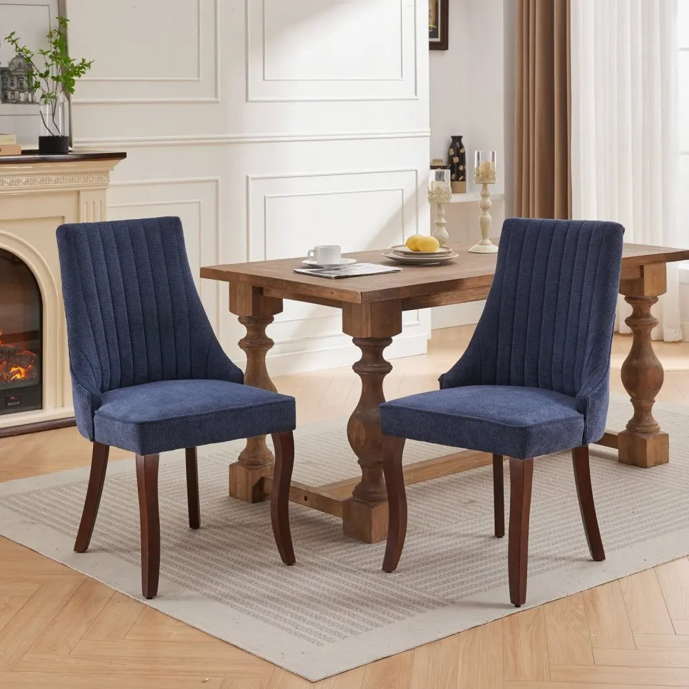 Esszimmerstuhl 2er Set Beige – Modernes Polsterstuhl Set aus Samt mit Nietenverzierung, Knopfung & Holzbeinen bis 127kg