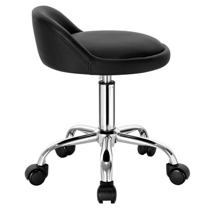 Höhenverstellbarer Rollhocker Samt Dunkelgrau – Ergonomischer Arbeitshocker mit Rückenlehne