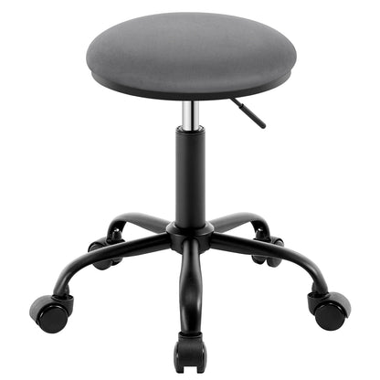 Arbeitshocker mit Rollen Schwarz – Hoehenverstellbarer Drehhocker aus Kunstleder fuer Homeoffice, Kosmetik & Praxis bis 120kg
