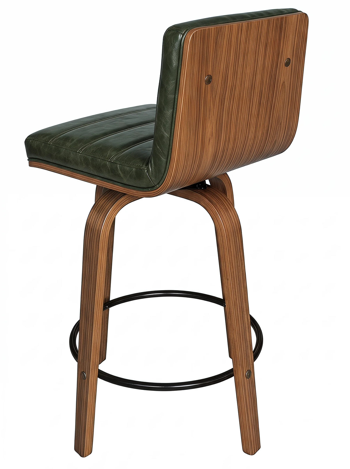 Barhocker 2er Set Holz – Retro Tresenstuehle aus Buchenholz & Kunstleder mit Fussring fuer Kueche & Bar