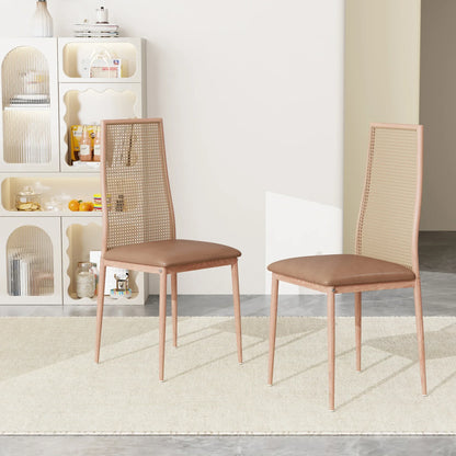 Esszimmerstuhl 2er Set Rattan – Modernes Polsterstuhl Set im Landhausstil mit Metallbeinen bis 150kg